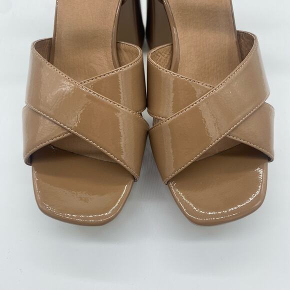 Jeffrey Campbell Tan Patent Leather Strappy Chunky Platform Heel Women's size 7 - Picture 7 of 9